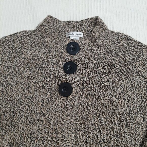 Hannah Button Up Wide Sleeve Knit Cardigan Brown Sweater Casual Cotton Small - Picture 3 of 11